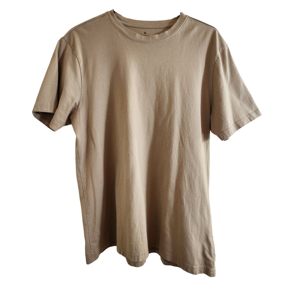 Vustra Mens Organic Cotton Short Sleeve Crew Neck T-Shirt Khaki Tan Brown Size L